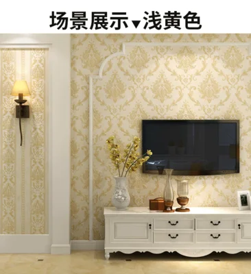 1 High quality vertical strip European thick bedroom non-woven wallpaper high-end living room luxury TV background wall paper - Цвет: 1