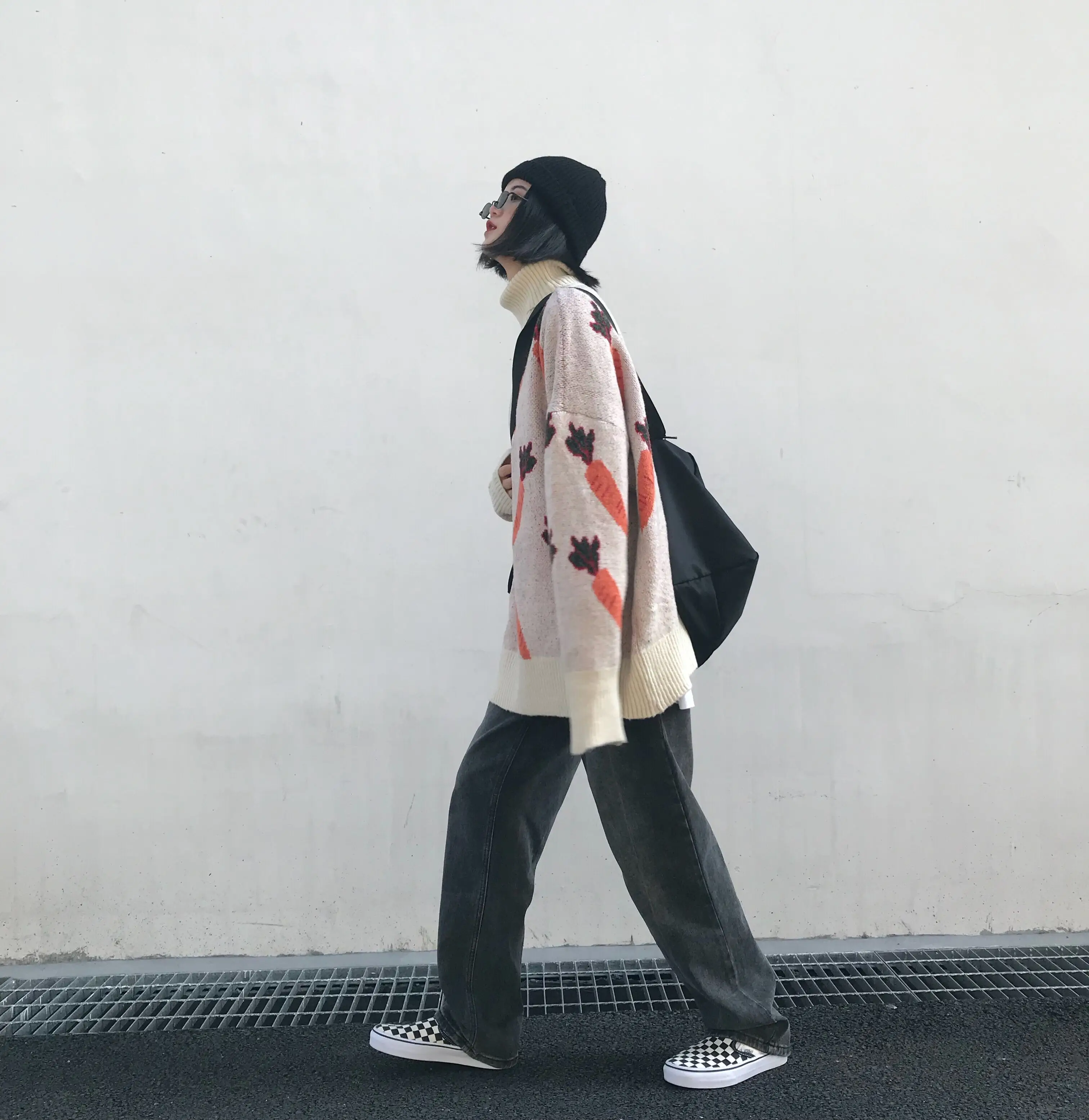 Зимний женский свитер, Модные свободные пуловеры Harajuku с принтом морковки, женские корейские шикарные вязаные Джемперы Ins, вязаные топы