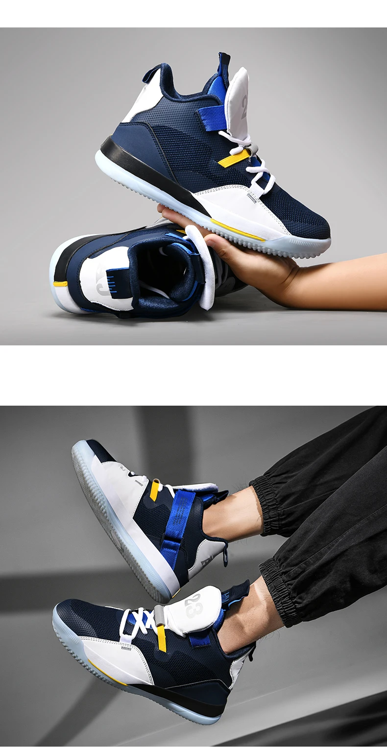 Basketball Shoes Men Women High-top Sports Air Cushion Hombre Athletic Mens Shoes Comfortable Breathable Retro Sneakers