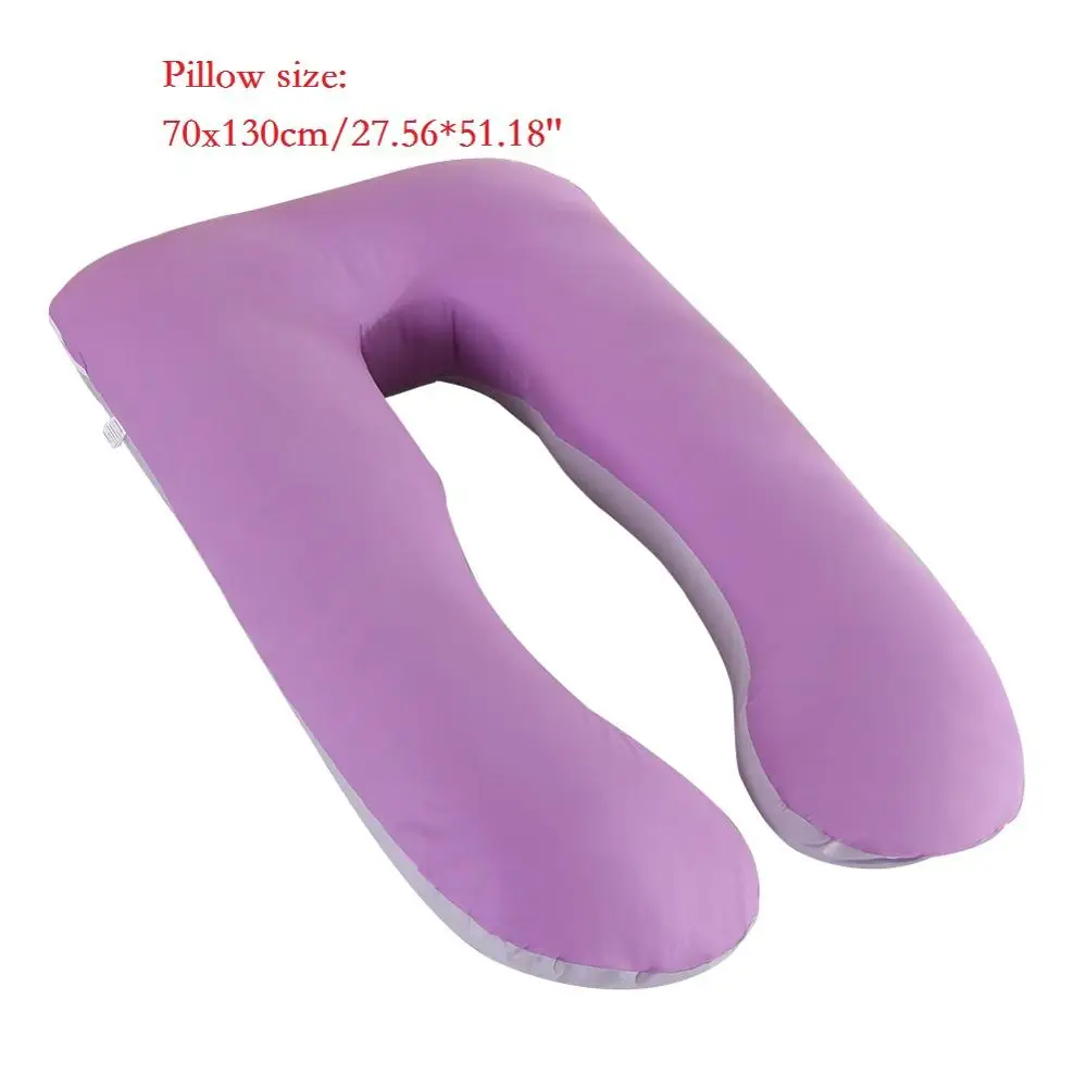 Purple gray Чехол для подушки для беременных 70*130 см Большой размер женский чехол для подушки чехол хлопок удобный мягкий чехол u-тип подушки для беременных - Цвет: Purple gray