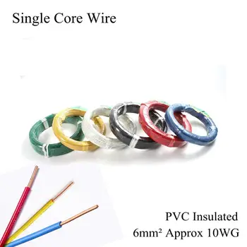 

10AWG 6mm² BV Single Core Cable Electrical Wire Single Strand Hard Line PVC Insulated Electric Pure Copper Wire 6mm Square 6mm2