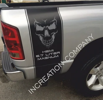 

For 2 Truck vinyl decal stripes Dodge Ram 6.7 L v8 rear bed graphic skull Hemi Mopar
