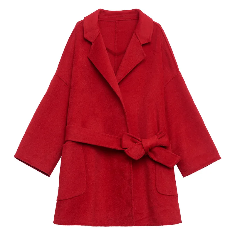 2019 New Mid-long  Wool Coat Women's Classic Cashmere Wool Blend Coat