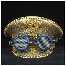 Стимпанк унисекс для мужчин и женщин подлинный шлем полиции с голубыми металлическими классами представление военная шляпа Детская атласная фуражка капитана 3 размера