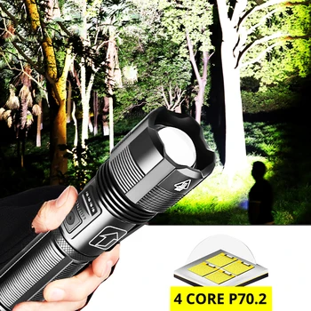 

ZK20 Dropshipping 4 Core P70.2 PH50 LED Flashlight Super Bright Power Display 18650 Torch Flashlights for Hiking Camping