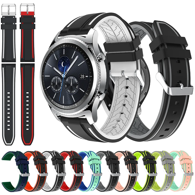 

Ремешок силиконовый для Samsung Gear S3, сменный двухцветный браслет для часов Gear S3 Fronter, классические аксессуары, 22 мм