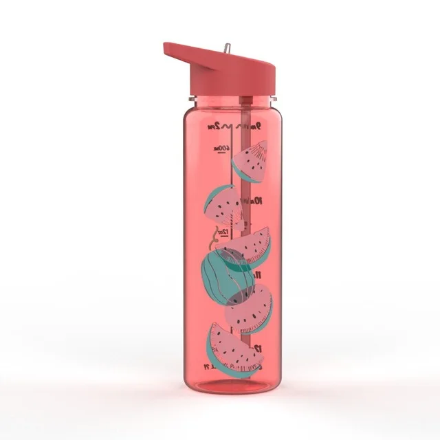 Bpa-Free 750 мл Тритан Спортивная уличная соломенная бутылка для воды с фламинго и принт лося мой напиток сок ручка чайник Единорог - Цвет: RED