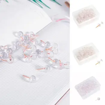 

100pcs/1box Push Pins Acrylic Metal Map Tacks Transparent Safety Colorful Plastic Decoration Head Thumbtack Chinchetas T1D4