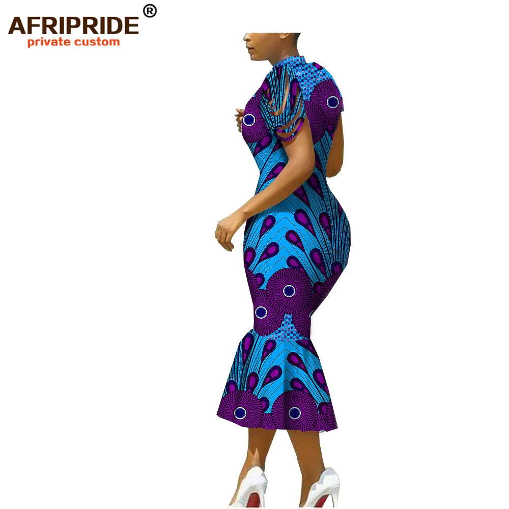 Afripride, африканские платья для женщин, сделанные на заказ, открытые рукава, длина до середины икры, женское Хлопковое платье-труба A1825099