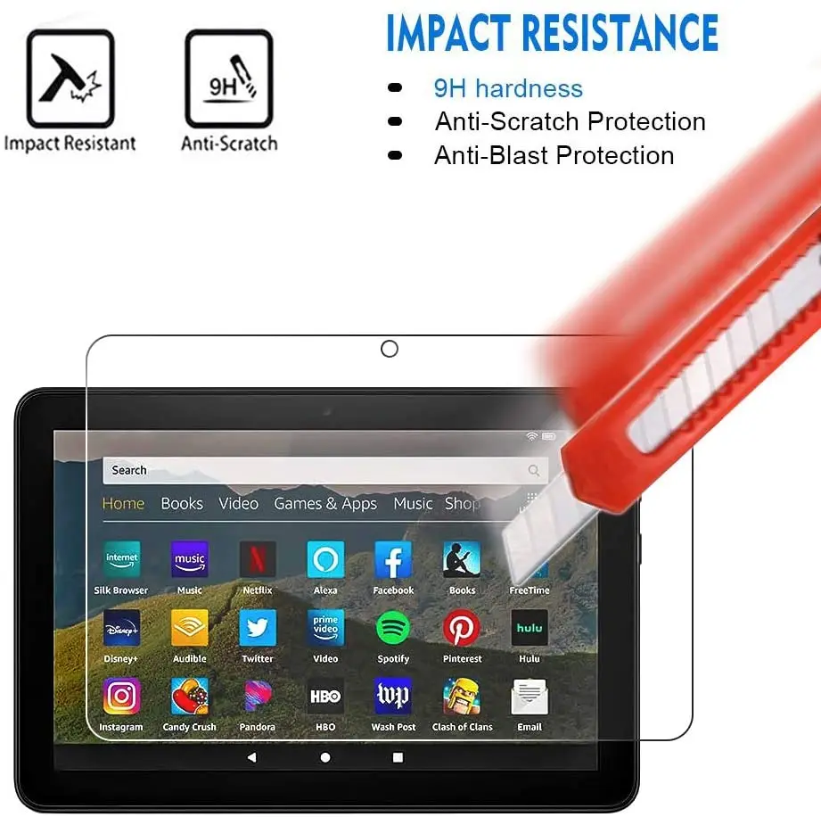 Tablet Tempered Glass Screen Protector Cover for Amazon Fire HD 8 Plus 10th Gen 2020 Full Coverage Anti-Shatter | Компьютеры и офис