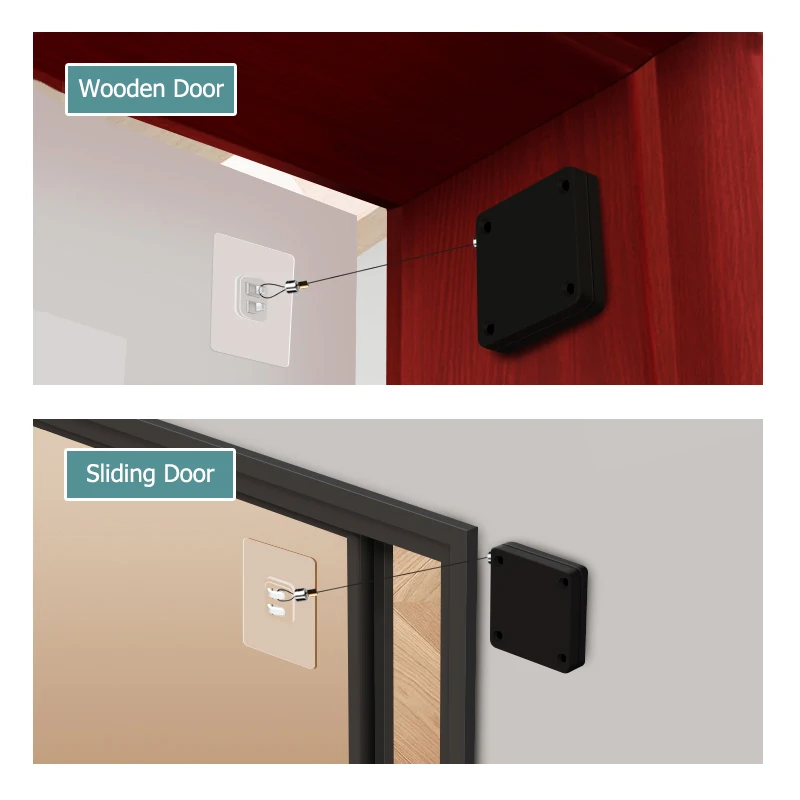 KAK Simple Door Closer Punchfree Sticker Automatic Door Closer Soft Closing Device Sliding Hardware 500-1000g Tension