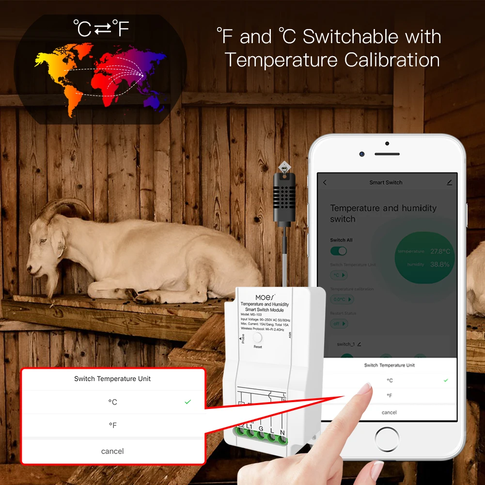 Tuya WiFi Smart Temperature Humidity Switch Module Sensor Dual Relay Smart Life