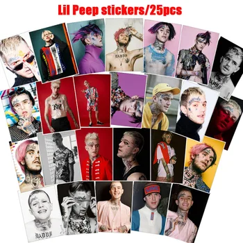 

25pcs Mixed Lil Peep poster Sticker Graffiti Rock music Stickers for Laptop Luggage Skateboard Waterproof DIY toy Sticker