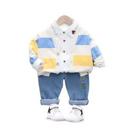 Roupas para bebês meninos e crianças, jaqueta listrada de algodão com 3 tamanhos