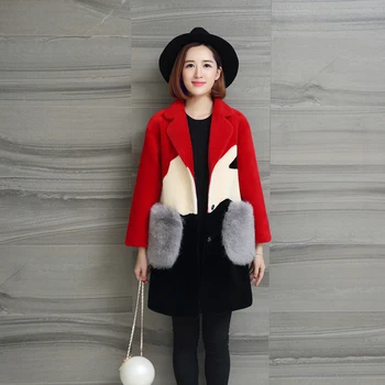 

Real Fur Coat Fox Fur Wool Jacket Autumn Winter Coat Women Clothes 2019 Sheep Shearling Fur Korean Vintage Women Tops ZT3661