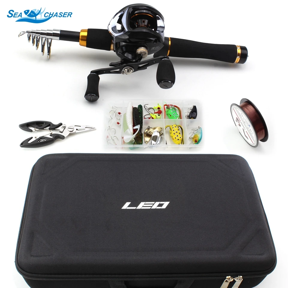 

NEW 1.65M Casting Rod set Casting Reels Fishing bag Bait hook fishing line combination Travel Vacation Fishing Tackle