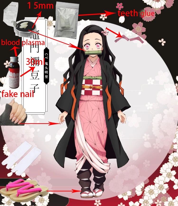 Лидер продаж; Новинка; аниме «Demon Slayer: Kimetsu no Yaiba»; Косплей; Kamado Nezuko; женская японская одежда; костюм для косплея