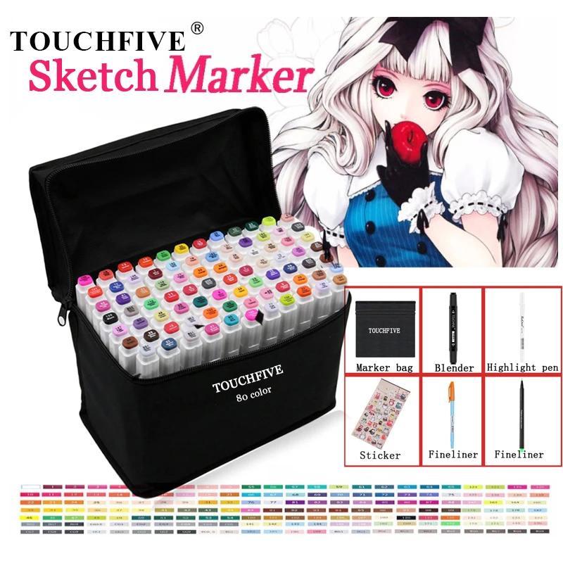 

TouchFIVE Optional Color Matching Art Markers Brush Pen Sketch Alcohol Based Markers Dual Head Manga Drawing Pens Caligraphy Pen