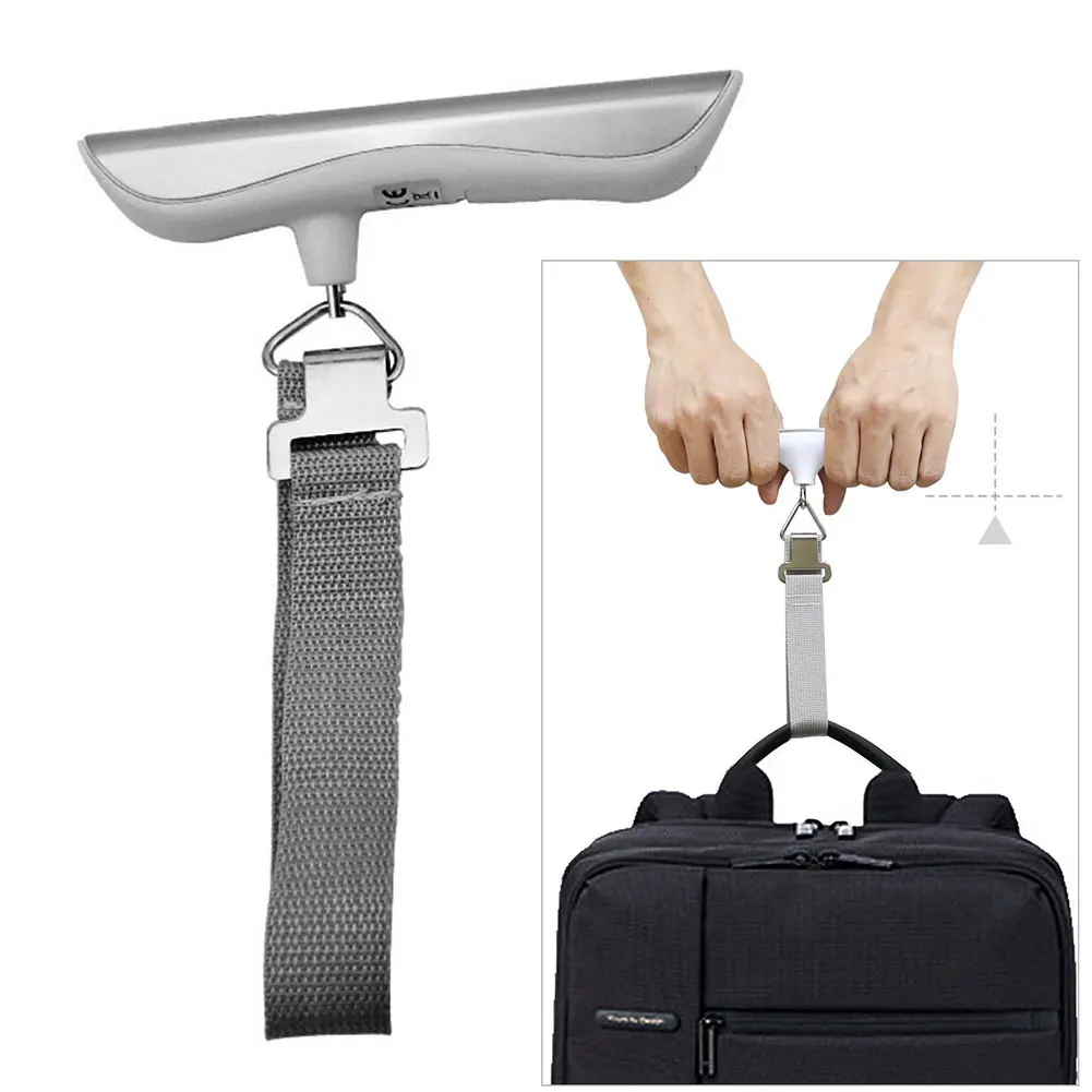 Weight Hanging 50kg Luggage Scale Travel Steelyard Suitcase Handheld With Ruler Portable Digital Electronic Belt LCD Display