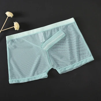 

Men's Sexy Transparent Mesh Fabric Boxer Briefs Pouch Shorts Underwear Underpant Men's Mesh Transparent Elephant Nose Boxer Pant