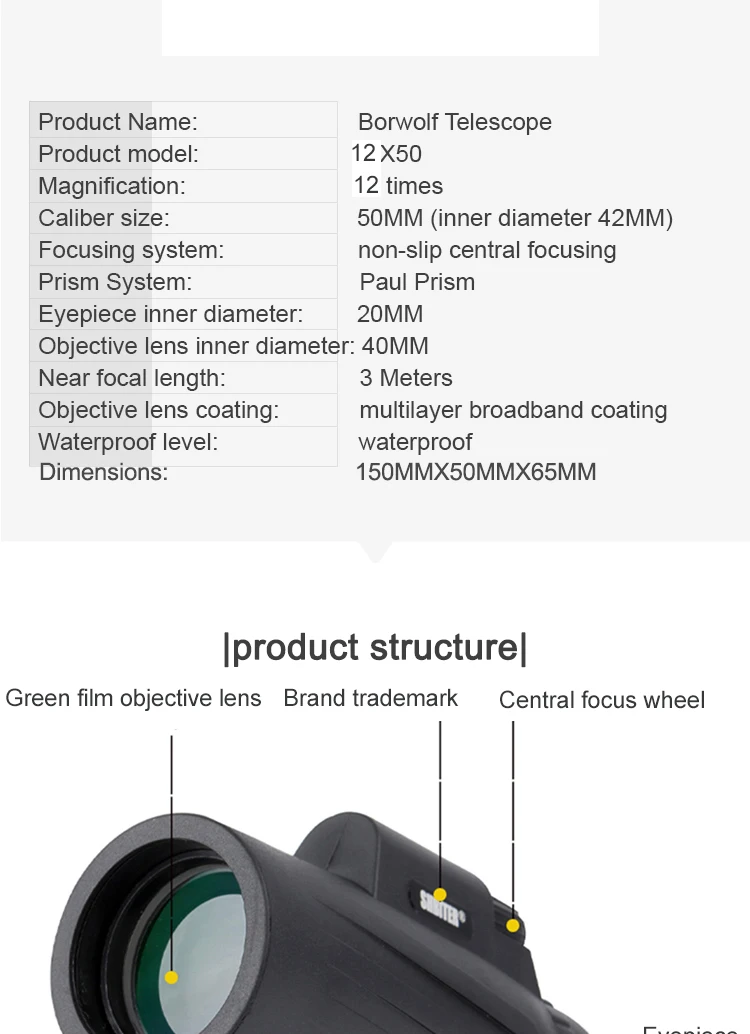 campo grandes telescópio handheld com clipe telefone para observação de aves