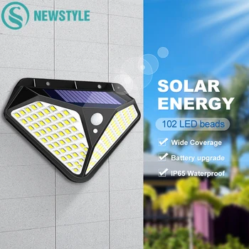 

102 LED Solar Light Outdoor Solar Lamp Powered Sunlight 3 Modes PIR Motion Sensor for Garden Decoration Wall Street