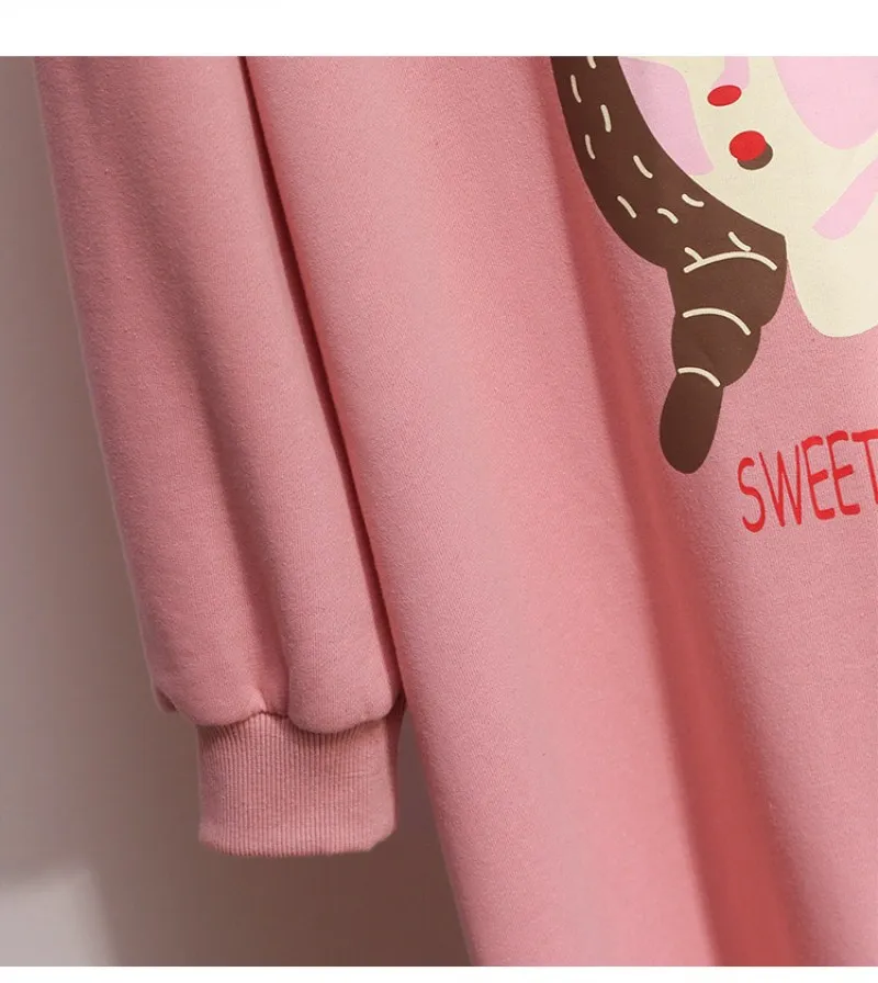 DHfinery, свободный крой, большой размер, XL-4XL, для женщин, осень, зима, Толстовка для груди 112-136 см, розовое платье, толстовка, H276