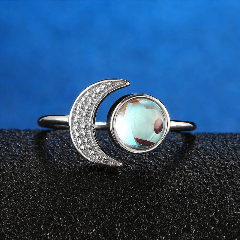 Bague Ringen 925 Серебряное Ювелирное кольцо для женщин лунный камень подарки на свадьбу и день рождения Юбилей открытие регулируемые Вечерние