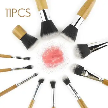 

11 pcs Professional Make Up Tools Pincel Maquiagem Wood Handle Makeup Cosmetic Eyeshadow Foundation Concealer Brush Set Kit