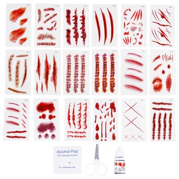 

60pcs Wound Stitch Stickers Lifelike Spooky Horrific Bloody Stickers Fake Scar Stickers Stitch Stickers for Kids
