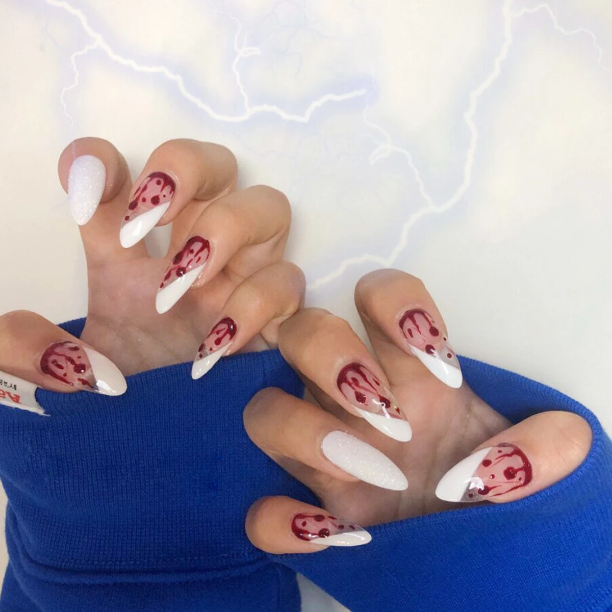 Elegant Nail Design 24pcs/Set Blood drops Flame Pattern Square Fake Nails  Full cover Nail Decoration Stylish Nail Charm|False Nails| - AliExpress