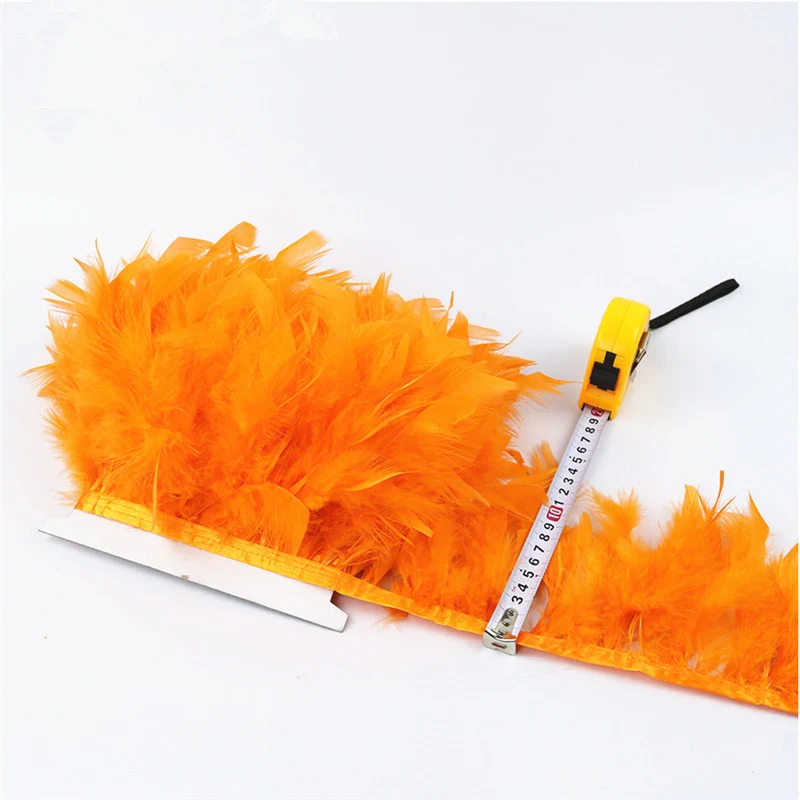2 метра пушистые Красивые турецкие перья s Лента бахрома 4-6 дюймов Турция отделка из перьев для карнавальных костюмов DIY Одежда - Цвет: Orange