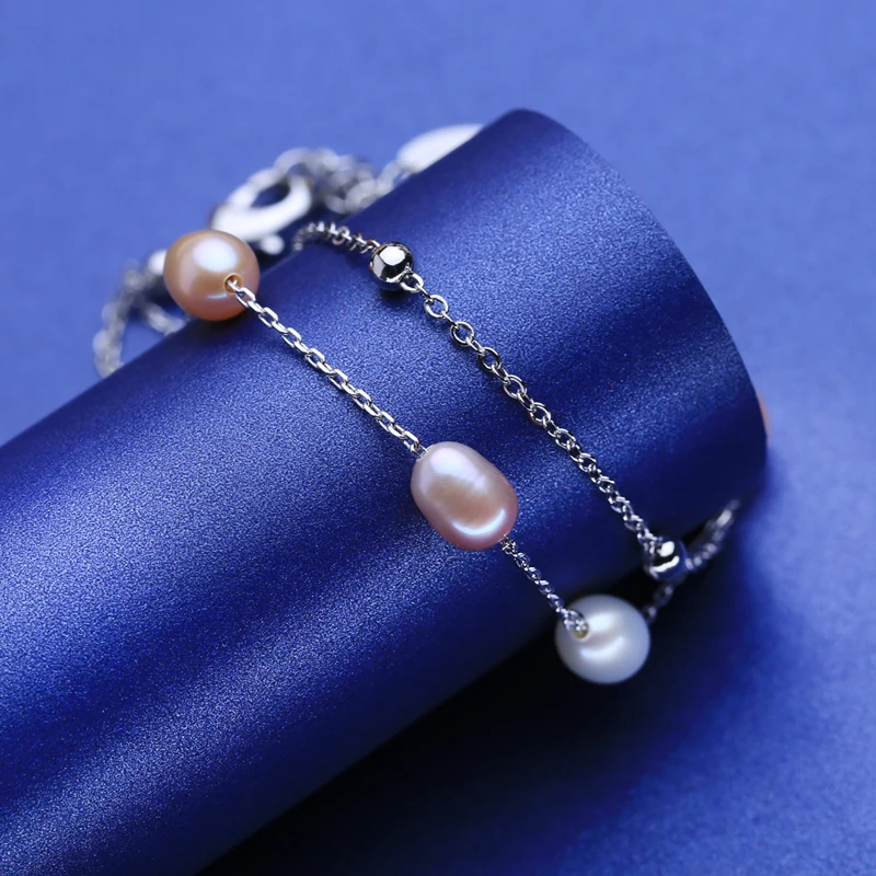 FENASY, белый, розовый, фиолетовый, разноцветный жемчужный браслет, модный браслет, 6 мм, рисовый жемчуг, регулируемый браслет для женщин, идея подарка