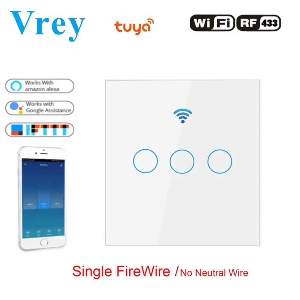 Один FireWire WIFI умный сенсорный выключатель беспроводной пульт дистанционного