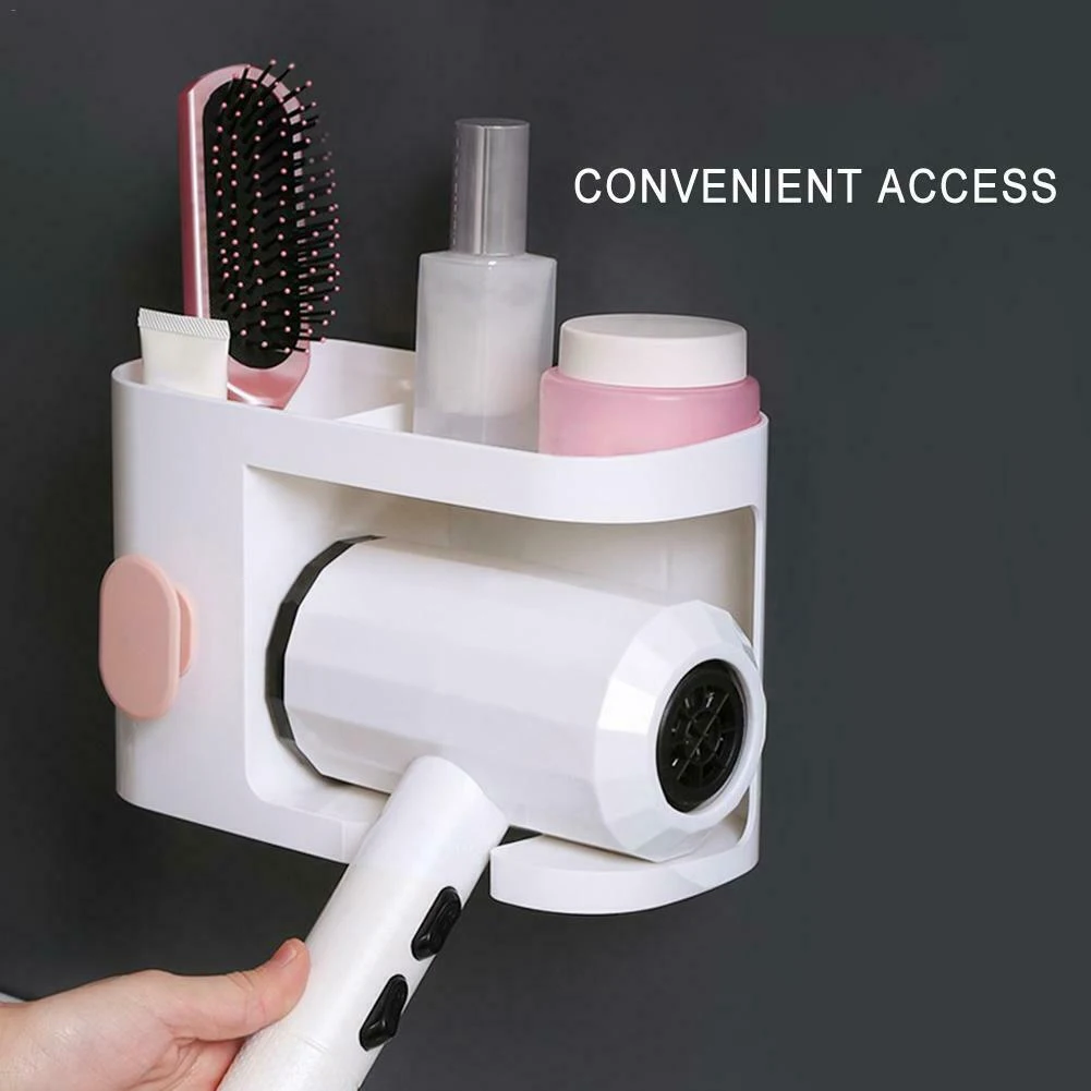 

Hair Dryer Stand Storage Rack Free Punching Bathroom Wall-mounted Multi-function Bracket WWO66