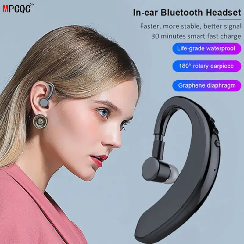 New S109 Bluetooth Headset Bluetooth 5 0 Earpiece Handsfree Headphones Mini Wireless Earphone Earbud Earpiece For iPhone xiaomi