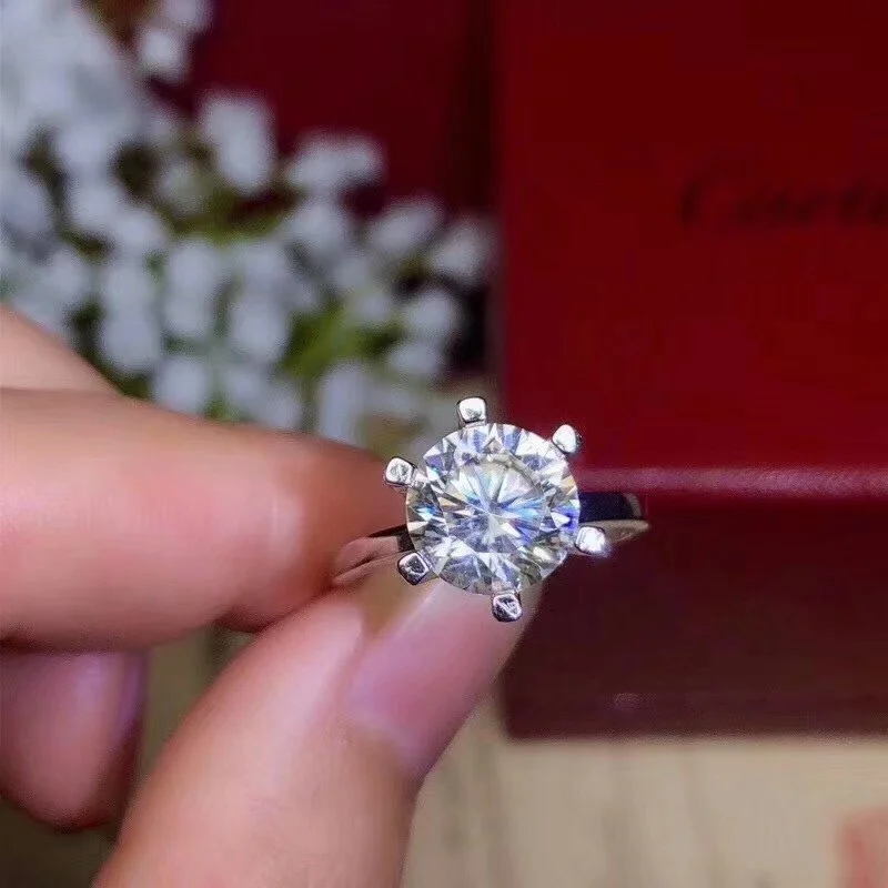 Kkmall магазин круглое серебряное кольцо Moissanite 3.00ct D VVS Роскошные Moissanite свадебное кольцо для женщин