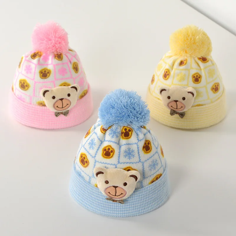 New Baby Girl Boy Winter Hat Baby Soft Warm Beanie Hat Cartoon Bear