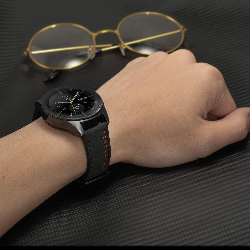 Ремешок из натуральной кожи для samsung galaxy watch 46 мм gear S3 Frontier huawei gt 2 ремешок часов