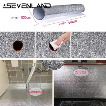 

Sevenalnd Anti Oil Waterproof Aluminum Film Self Adhesive Oil Sticker Kitchen Wallpaper