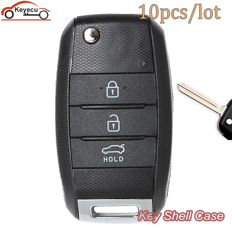 

KEYECU 10pcs Replacement 3 Buttons For Kia KIA K2 K3 K5 Carens Cerato Forte Car Fob Cover Remote Key Shell Case Flip Folding