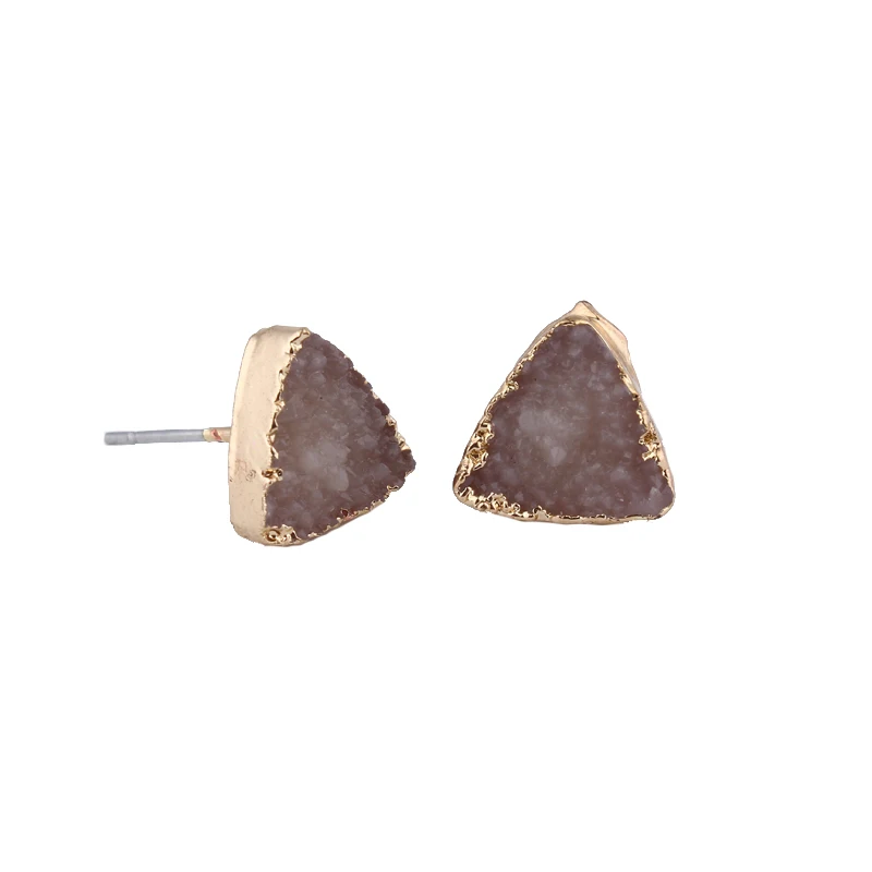 5Trendy Geometric Triangle Drusy Druzy Resin Stud Earrings For Women Jewelry Statement Black Red Faux Geode Crystal Earring J01 (5)