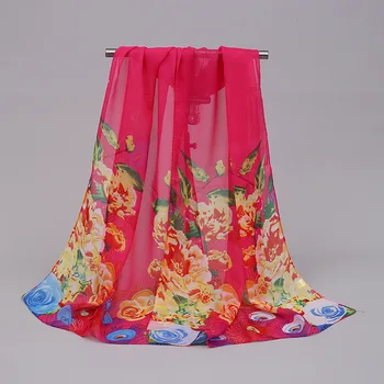 

2020 New Fashion Spring/Summer Women Printing Beach Silk Scarf Shawls Female Long Wraps Beach Sunscreen Hijab 10 Colors