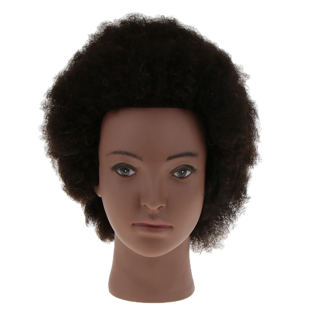 Cosmetology Afro Mannequin Heads w/ Human Hair for Braiding Cornrow Practice