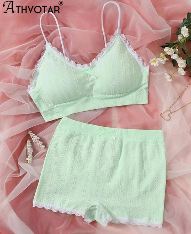 Damunderkläder set med spets lingerie och ärmlös topp_voghion.com