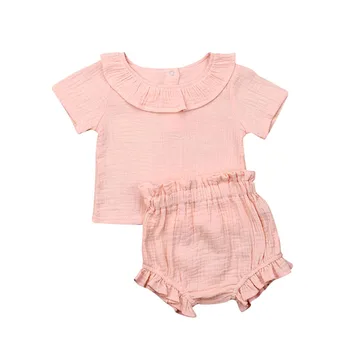 

Summer Infant Baby Girl Outfit Set 2pcs T-shirt Top Shorts Trousers Clothes Cotton Linen Newborn Toddler Kids Clothing Cute New
