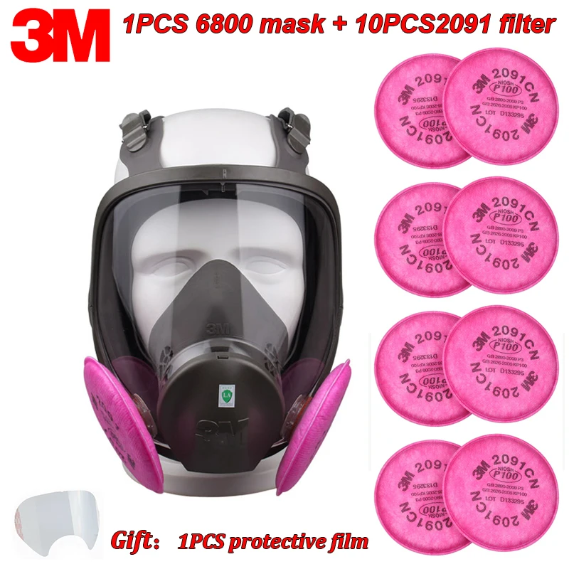 

3M 6800 + 2091 Respirator gas mask Against smoke dust PM2.5 Protective mask Bubble column Protected transportation Safety mask