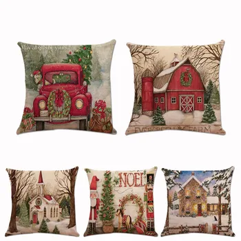 

Christmas Xmas Santa Claus Cushion Cover Pillow Case Square Car Home Decor Fashion Printed Christmas Sofa Bed Decoration