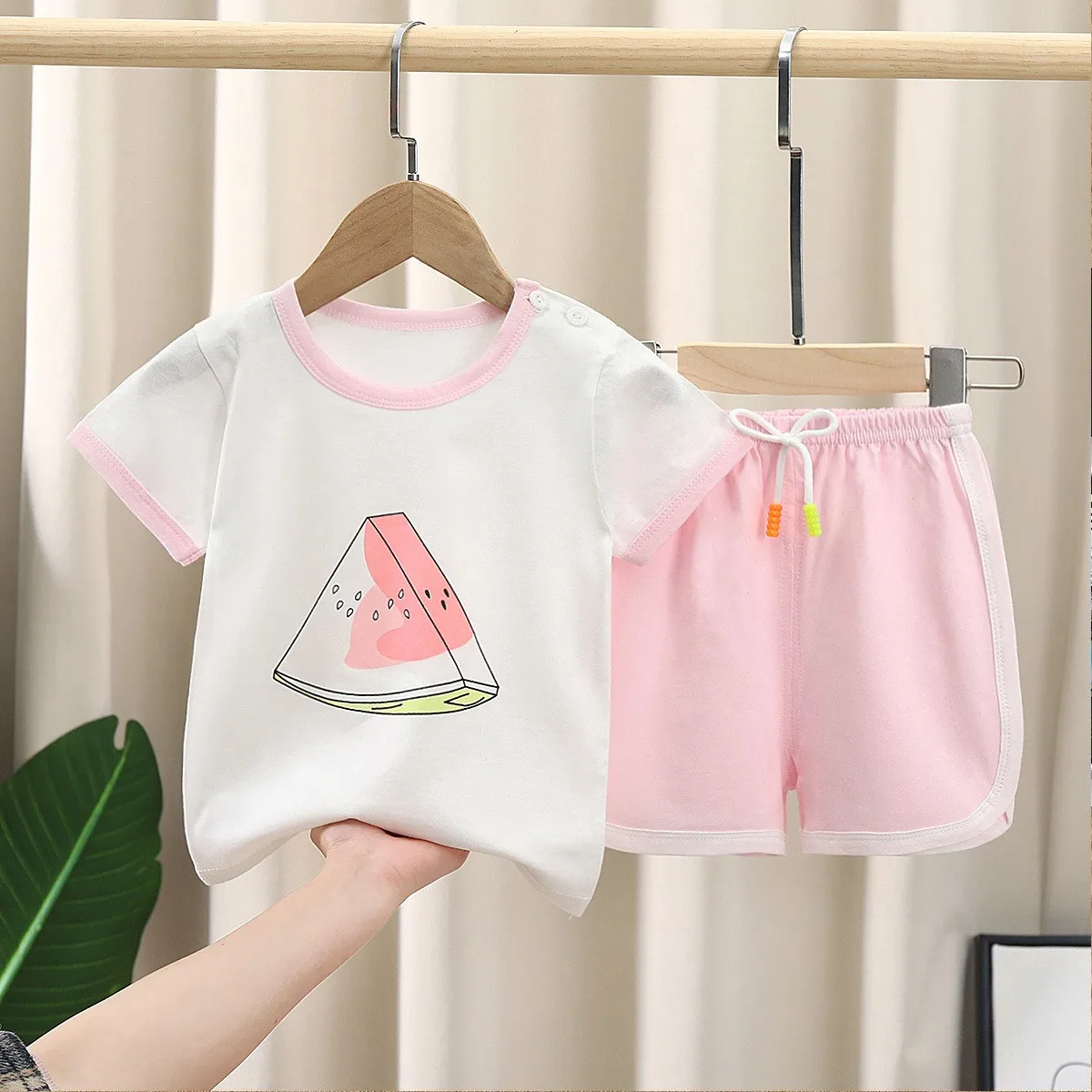 Children Short Sleeve Suit Summer 100% Cotton T-Shirt + Shorts Boy Girl Korean Version Baby New Clothes Girls Sets Clothing