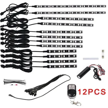 

12PCS RGB Glitter Strip Light Bar LED Neon Lamp Decor For Harley Motorcycle LED Strips With Remote Control Wireless Receiver